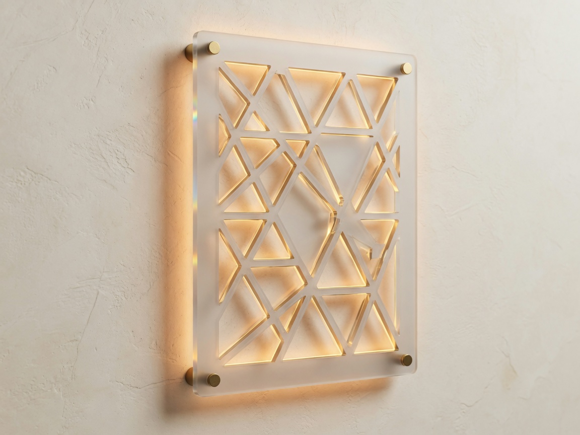Frosted acrylic wall plaque with a cut pattern