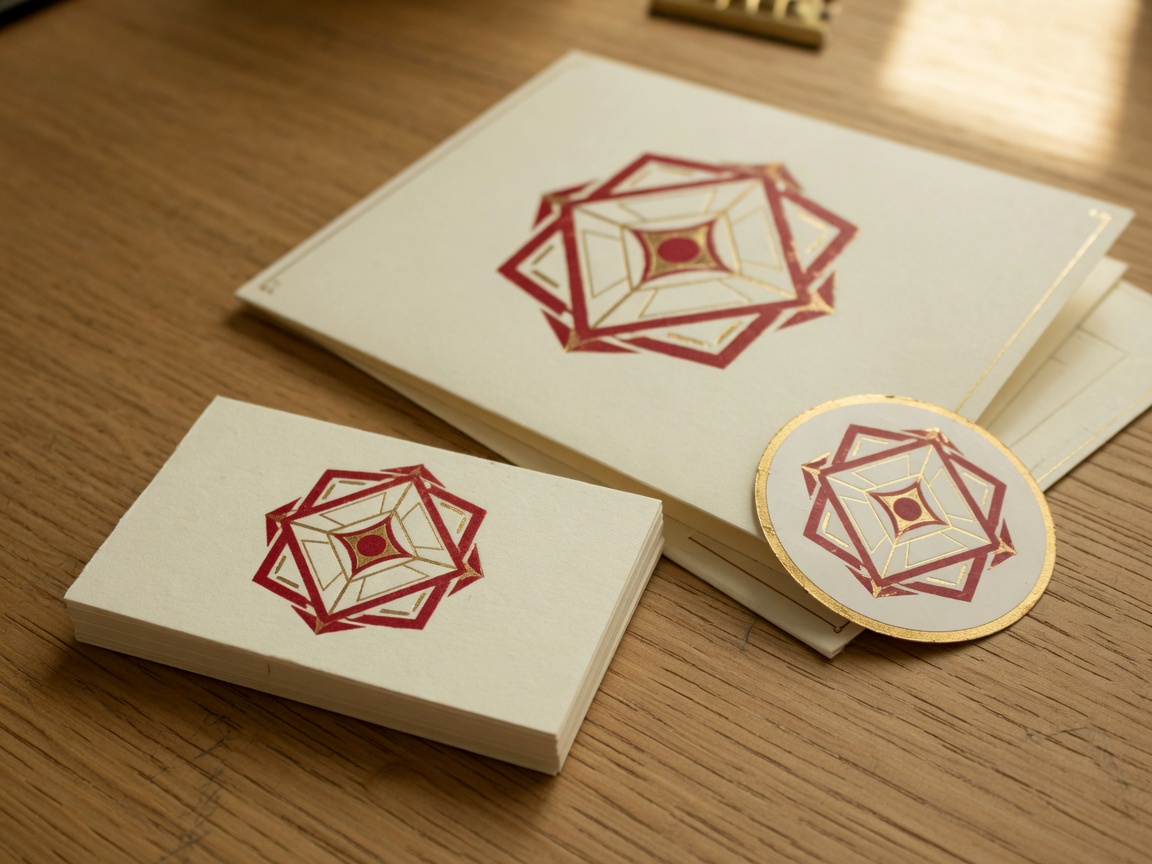 Business cards and folder with an abstract mark