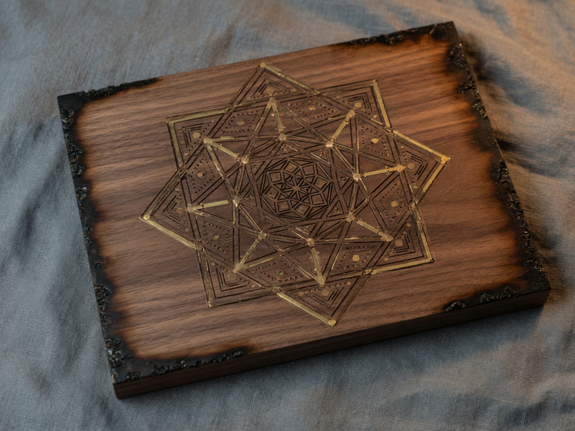 Laser-engraved walnut plaque