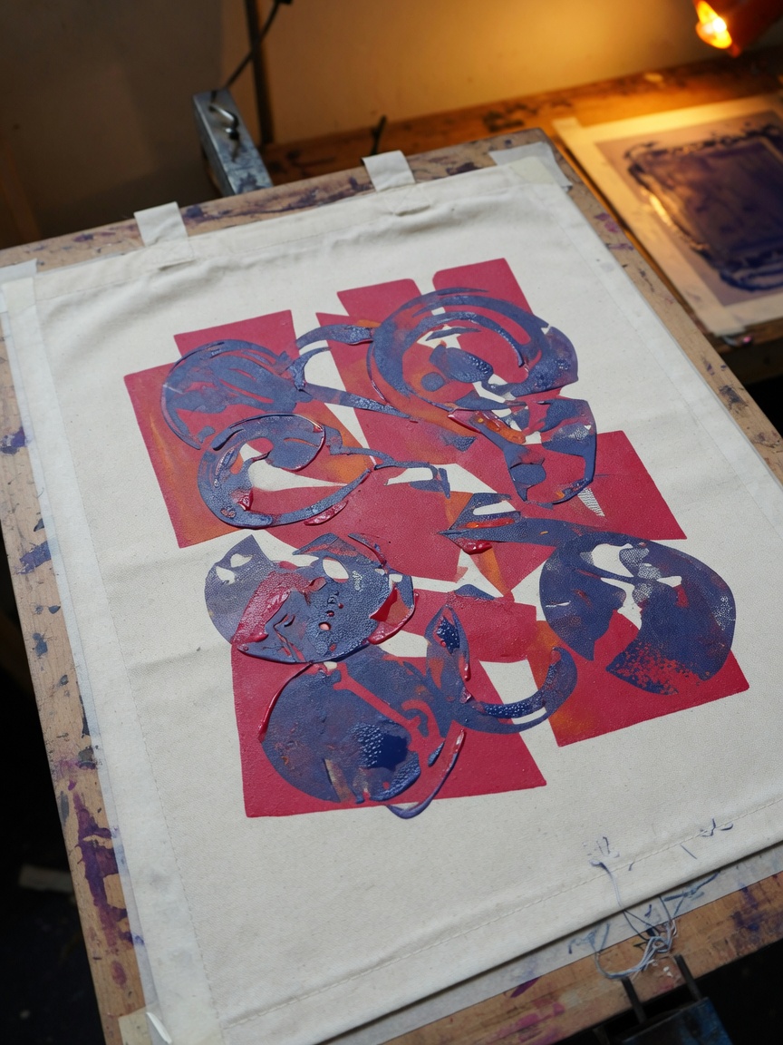 Cotton tote freshly screen-printed