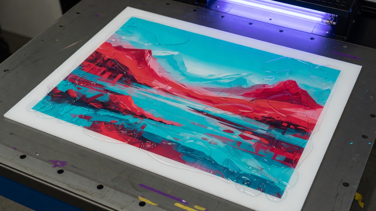 UV-printed acrylic sheet on a flatbed